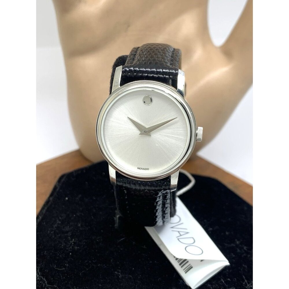 Movado Women's Watch 2100003 Swiss Quartz Silver Museum Silver Dial Leather Band